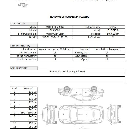 MB CLS 350D 2016r 3.0 Diesel 258KM SalonPL AMG 4×4 ASO Automat VATmarża