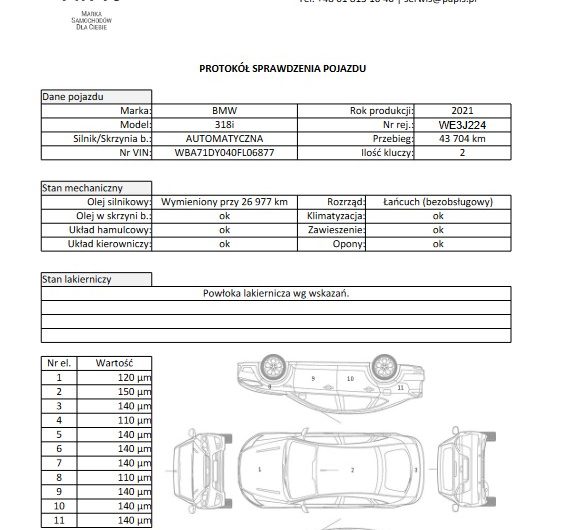 BMW 318i 2021r 2.0 Benzyna 156KM SalonPL ASO VAT23