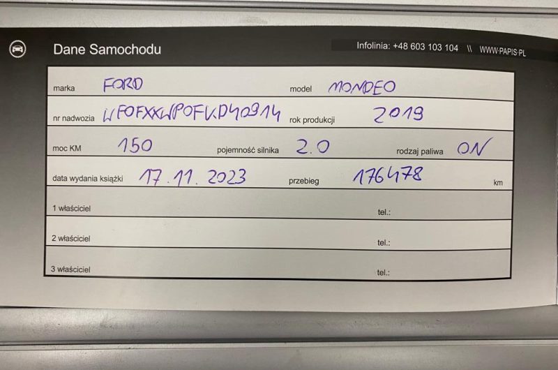 Ford Mondeo 2019r  2.0 Diesel 150KM Automat VATmarża