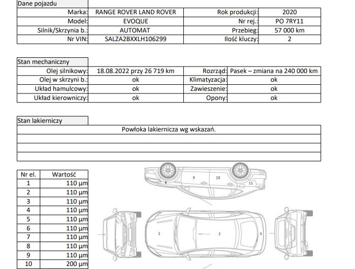 Rang Rover Evoque 2020 2.0b 200KM 57 tys km AWD AUT VAT-23%